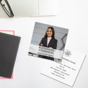 Carte De Visite Carré Logo professionnel unique photo minimale