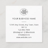 Carte De Visite Carré Logo professionnel unique photo minimale (Dos)