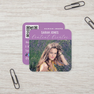 Carte De Visite Carré Logo QR Code Influencer Médias sociaux