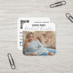 Carte De Visite Carré Logo QR Code Influencer Médias sociaux