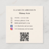 Carte De Visite Carré Logo QR code médias sociaux rouille brun beige (Dos)