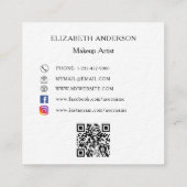 Carte De Visite Carré Logo QR code social media white premium (Dos)