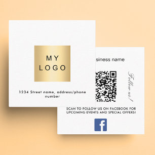 Carte De Visite Carré Logo QR Facebook Suivez-nous marque couleur premiu