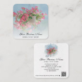 Carte De Visite Carré *~* Logo QR Rose Floral Flower Hanging Petunia Pot (Devant / Derrière)