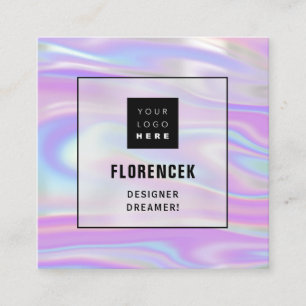 Carte De Visite Carré Logo QRCODE Boutique Professionnelle Ombre Hologra