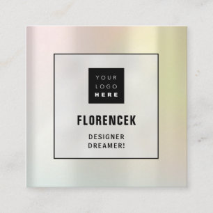 Carte De Visite Carré Logo QRCODE Magasin Holographe maquillage minimali