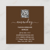 Carte De Visite Carré Logo Robe Rouge or mode QRCode Wreath Brown (Dos)