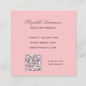 Carte De Visite Carré Logo rose blanc Code QR (Dos)