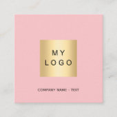 Carte De Visite Carré Logo rose blanc Code QR (Devant)