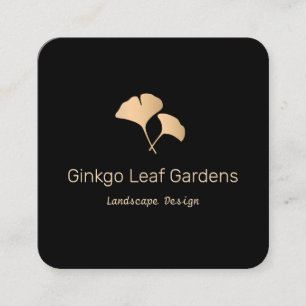 Carte De Visite Carré Logo rose Gold Ginkgo Leaf Landscaping