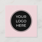 Carte De Visite Carré Logo rose QR Code Custom Social Media (Dos)