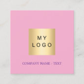 Carte De Visite Carré Logo rose QR code médias sociaux (Devant)