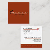 Carte De Visite Carré Logo rouge avec la bannière rouge (Devant / Derrière)