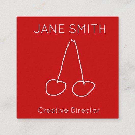Carte De Visite Carré logo rouge et blanc cerise industrie créative mode (Devant)