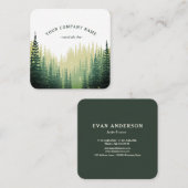 Carte De Visite Carré Logo rustique de forêt de pin (Devant / Derrière)