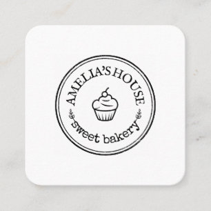 Carte De Visite Carré Logo rustique maison simple personnalisé