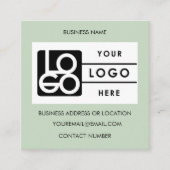 Carte De Visite Carré Logo Sage Green QR Code Website Social Media (Devant)