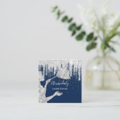 Carte De Visite Carré Logo Services de nettoyage des maisons domestiques (Debout devant)