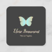 Carte De Visite Carré Logo simple à papillon turquoise (Devant)
