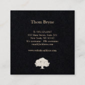 Carte De Visite Carré Logo simple élégant noir blanc classique Arbre (Dos)