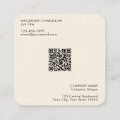 Carte De Visite Carré Logo simple et code QR texte (Dos)
