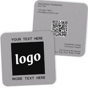 Carte De Visite Carré Logo simple et code QR texte
