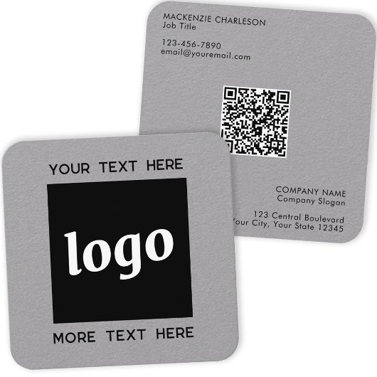 Carte De Visite Carré Logo simple et code QR texte