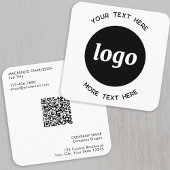 Carte De Visite Carré Logo simple et code QR texte