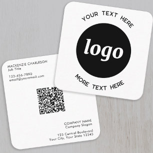Carte De Visite Carré Logo simple et code QR texte