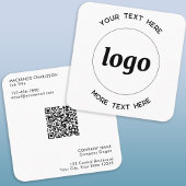 Carte De Visite Carré Logo simple et code QR texte