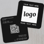 Carte De Visite Carré Logo simple et code QR texte noir