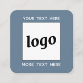 Carte De Visite Carré Logo simple et texte QR Code bleu (Devant)