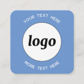Carte De Visite Carré Logo simple et texte QR Code bleu (Devant)