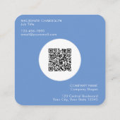 Carte De Visite Carré Logo simple et texte QR Code bleu (Dos)