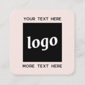 Carte De Visite Carré Logo simple et texte QR Code bleu rose (Devant)