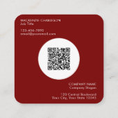 Carte De Visite Carré Logo simple et texte QR Code Bourgogne Rouge (Dos)