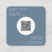 Carte De Visite Carré Logo simple et texte QR Code Dusty Blue Grey (Dos)