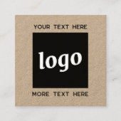 Carte De Visite Carré Logo simple et texte QR Code Kraft (Devant)