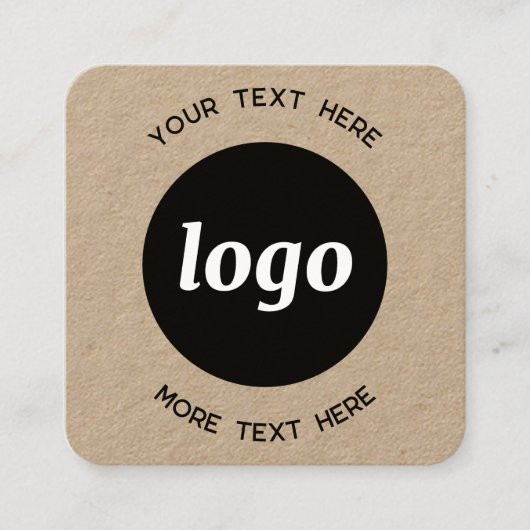 Carte De Visite Carré Logo simple et texte QR Code Kraft (Devant)