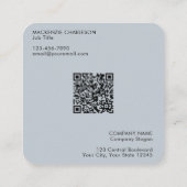 Carte De Visite Carré Logo simple et texte QR Code Poudre bleu (Dos)
