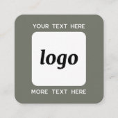 Carte De Visite Carré Logo simple et texte QR Code Sage vert (Devant)