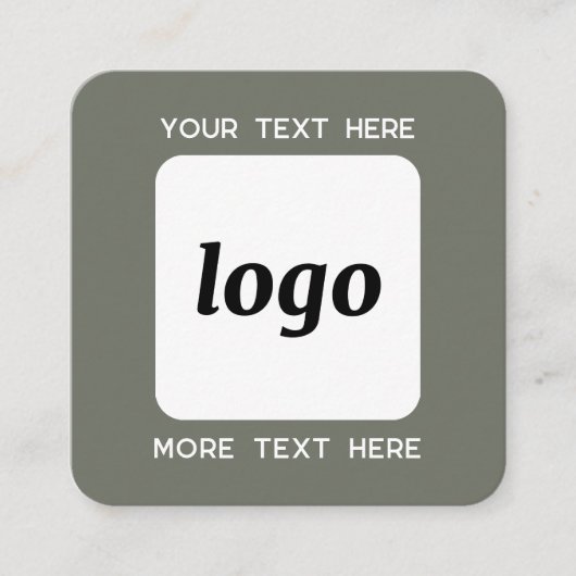 Carte De Visite Carré Logo simple et texte QR Code Sage vert (Devant)