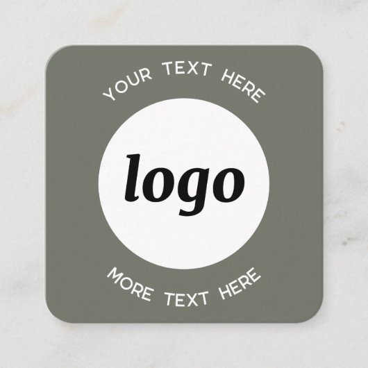 Carte De Visite Carré Logo simple et texte QR Code Sage vert (Devant)