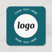 Carte De Visite Carré Logo simple et texte QR Code Turquoise vert (Devant)
