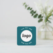 Carte De Visite Carré Logo simple et texte QR Code Turquoise vert (Debout devant)