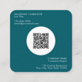 Carte De Visite Carré Logo simple et texte QR Code Turquoise vert (Dos)