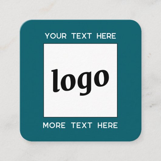 Carte De Visite Carré Logo simple et texte QR Code Turquoise vert (Devant)