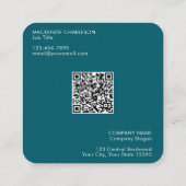 Carte De Visite Carré Logo simple et texte QR Code Turquoise vert (Dos)