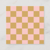 Carte De Visite Carré Logo Simple moderne Pink Gold Checker Checker (Dos)