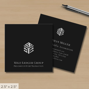 Carte De Visite Carré Logo Simple Noir Luxe